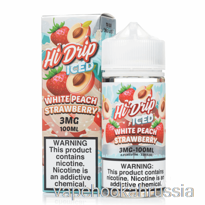 Вейп-сок со льдом из белого персика и клубники - Hi-drip - 100 мл 3 мг
